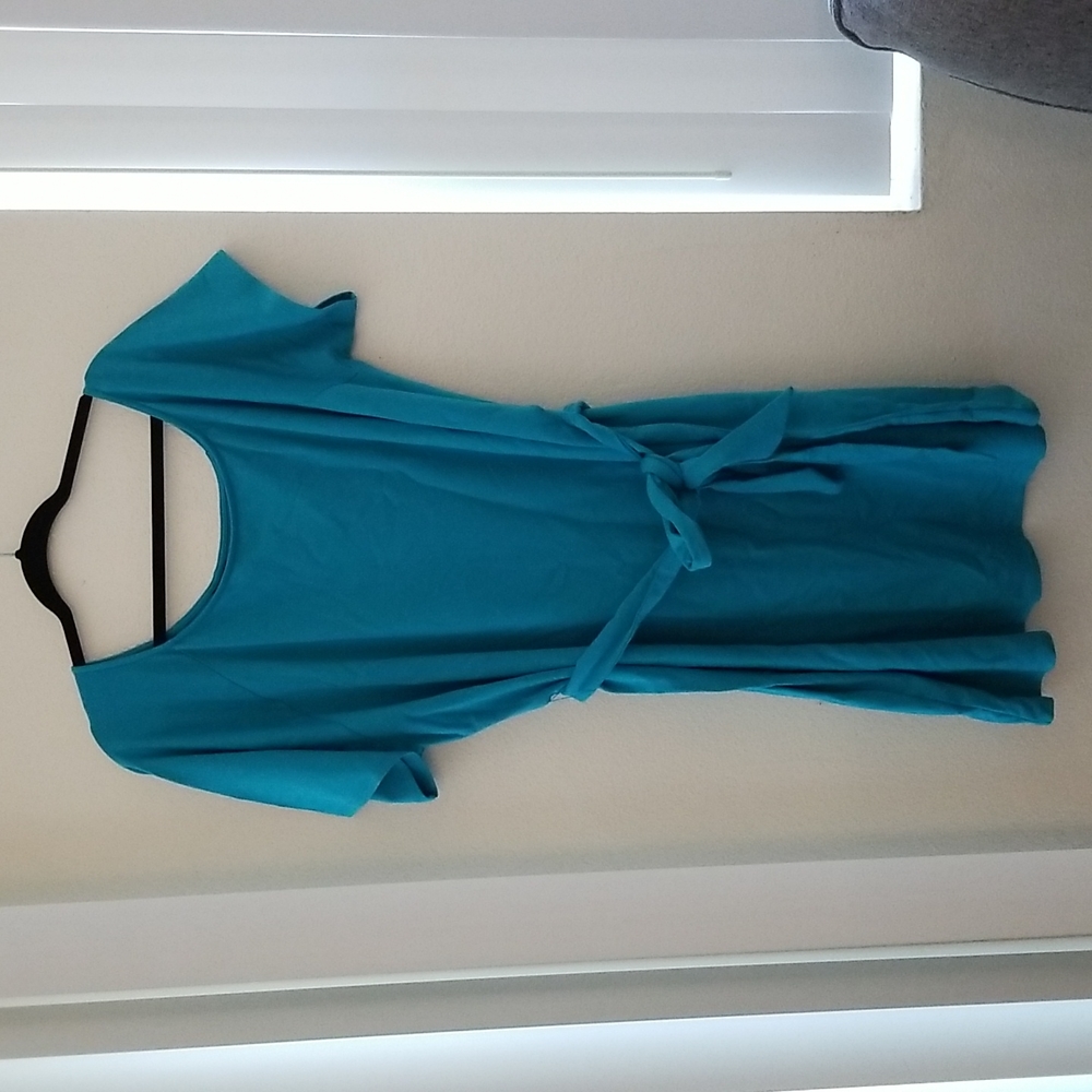 Torrid french terry teal off shoulder tshirt dress. Size 3x 22-24 - Picture 4 of 10